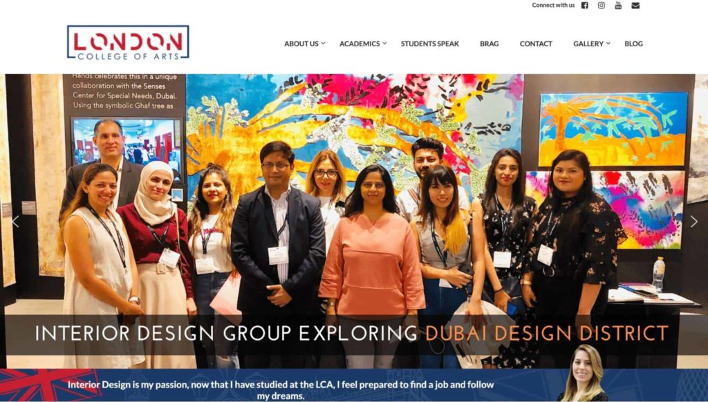 London College of Arts Dubai Homepage