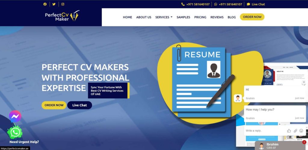 Perfect CV Maker Homepage