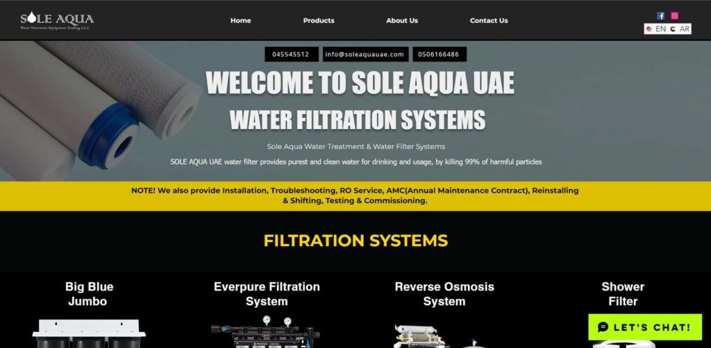 Sole Aqua Water Filter LLC Homepage