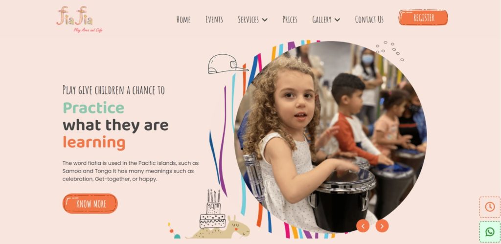 FiaFia Play Area & Cafe Homepage
