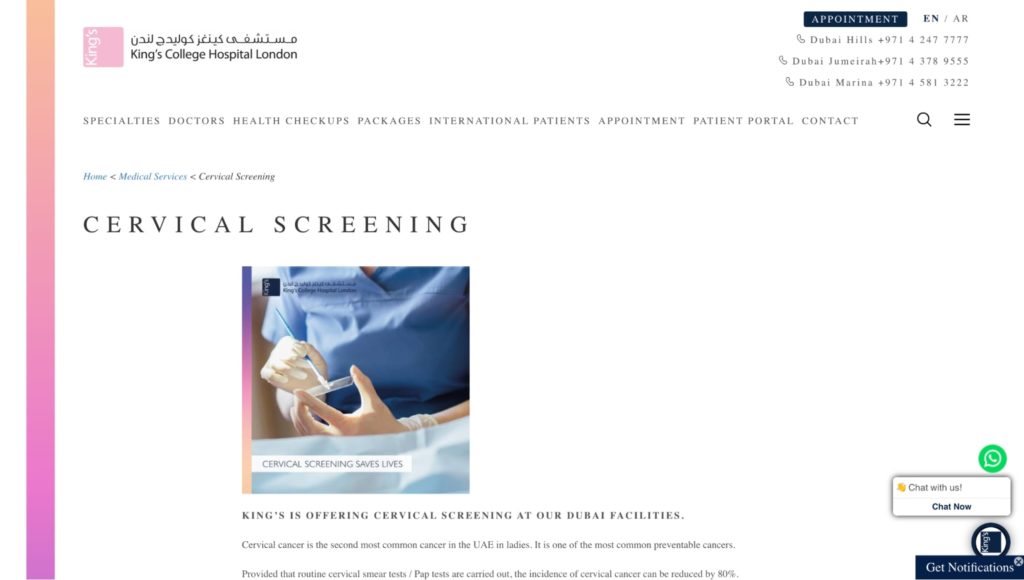 King’s College London Hospital Dubai Homepage