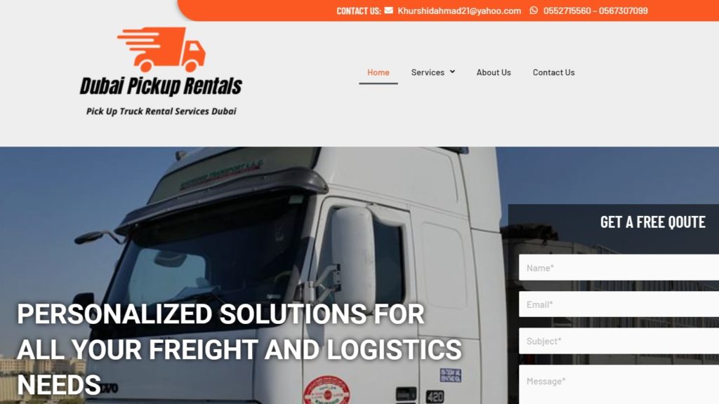 Dubai Pickup Rentals Homepage