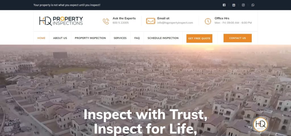 HQ Property Inspections Homepage