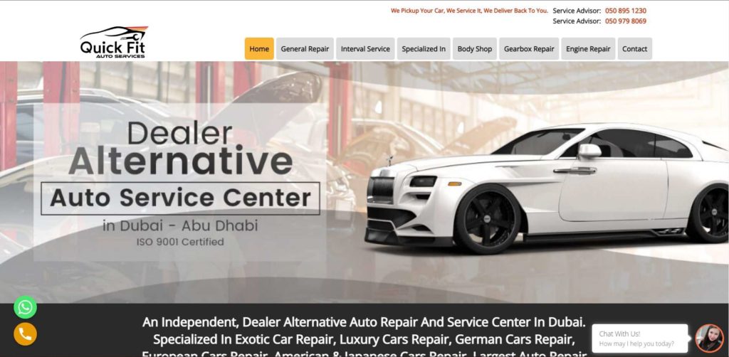 Quick Fit Auto Services Homepage
