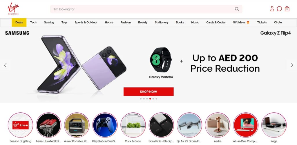 Virgin Mega Store's Homepage