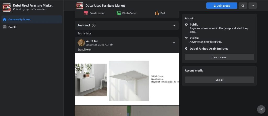 Dubai Used Furniture Market Group's Homepage