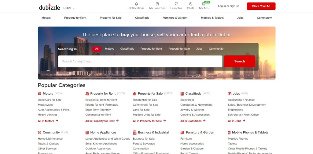Dubizzle's Homepage