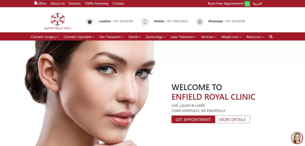 Dynamic Clinic Dubai's Homepage