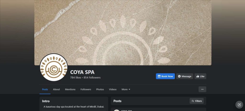 COYA Spa & Salon's Homepage