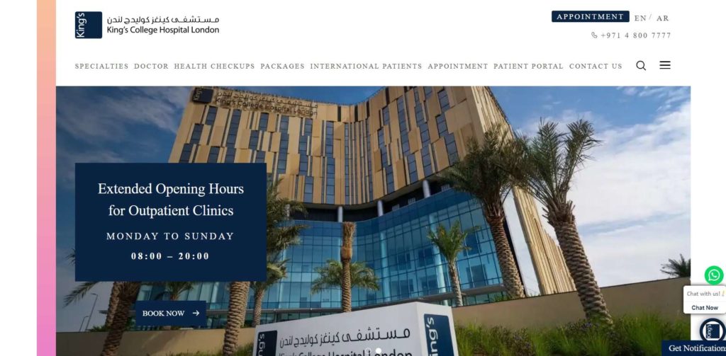 King’s College Hospital Dubai's Homepage