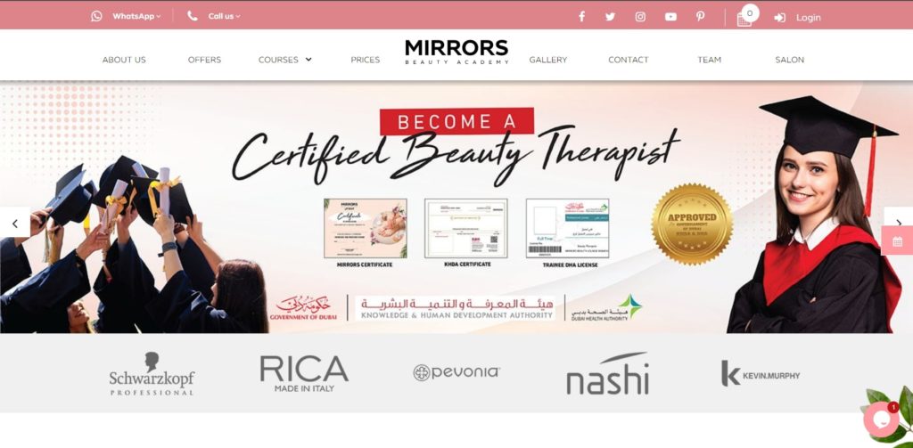 Mirrors Beauty Academy's Homepage