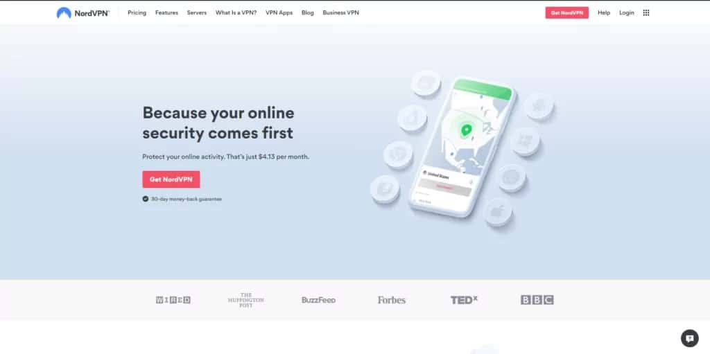 NordVPN's Homepage