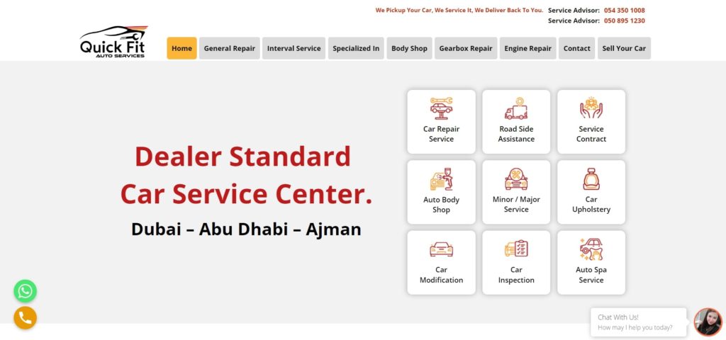 Quick Fit Auto Services Homepage