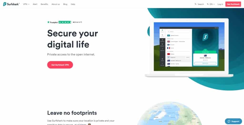 Surfshark's Homepage