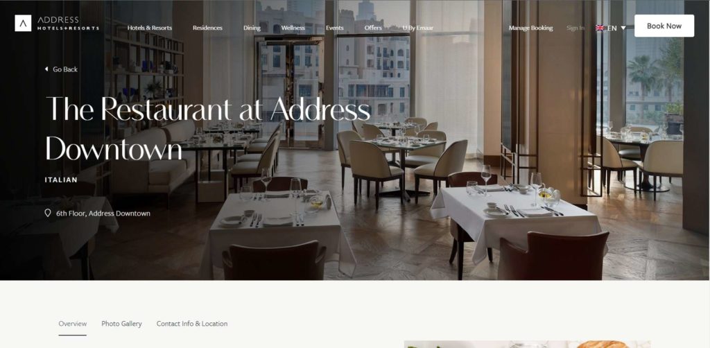 The Restaurant - Address Downtown