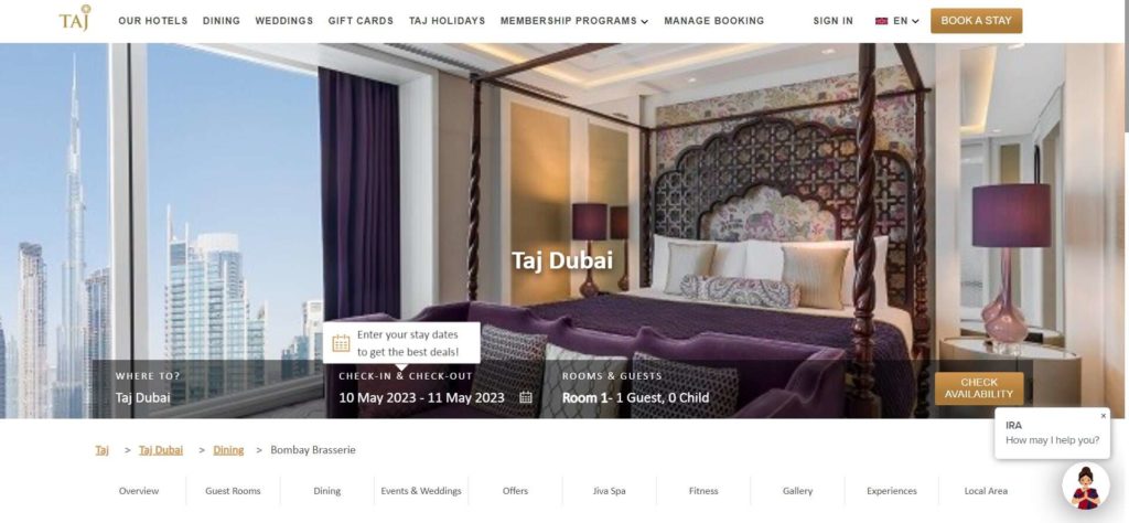 Bombay Brasserie's Homepage