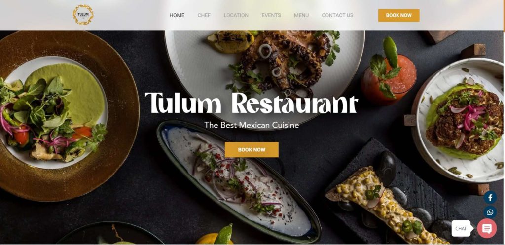 Tulum Restaurant's Homepage