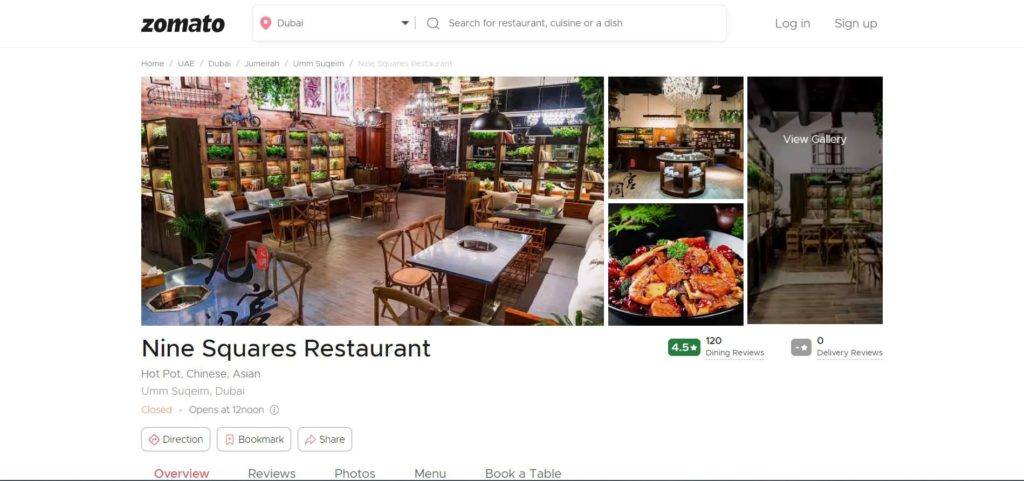 Nine Squares Restaurant's Homepage