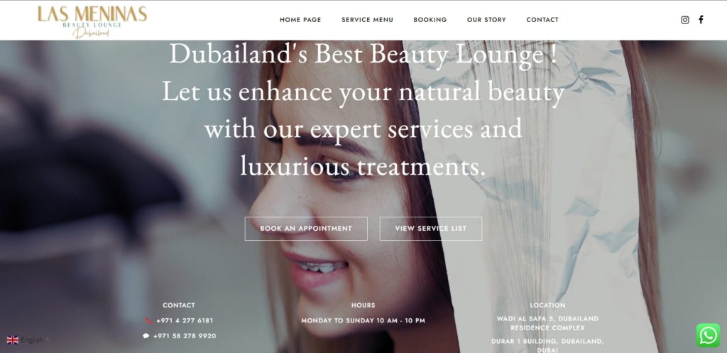 Las Meninas Beauty Lounge's Homepage