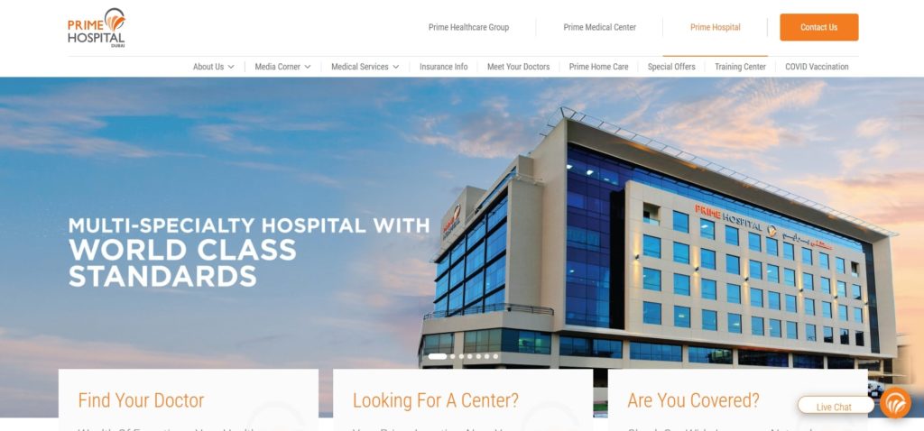 Prime Hospital Dubai's Homepage