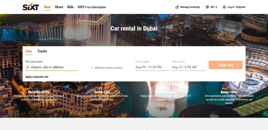 SIXT's Homepage