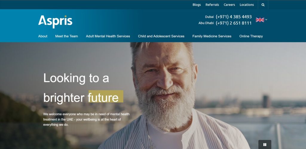 Aspris Wellbeing Center's Homepage