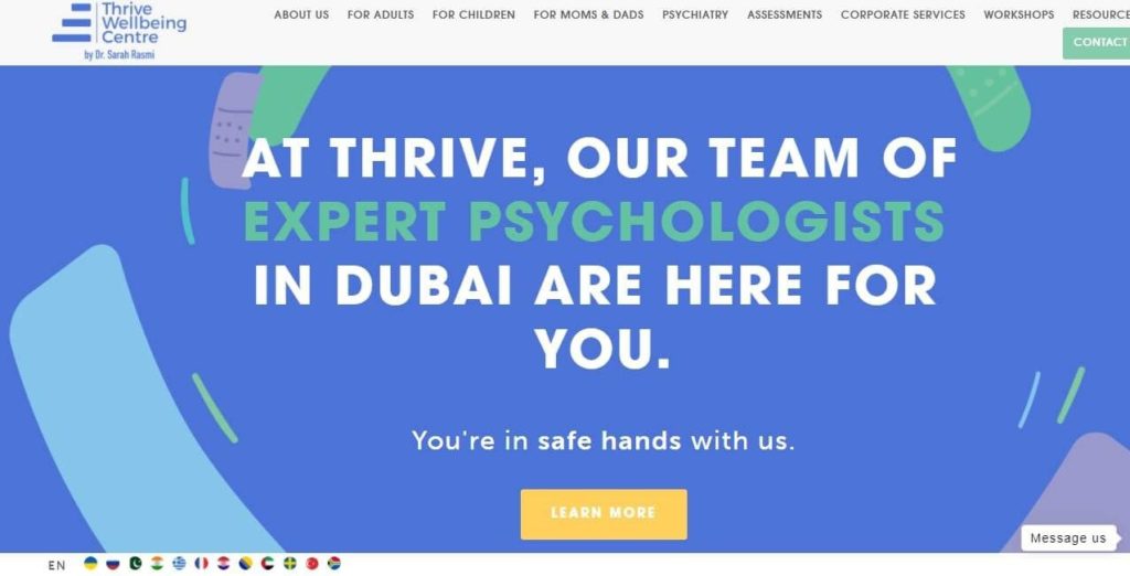 Thrive Wellbeing Center's Homepage