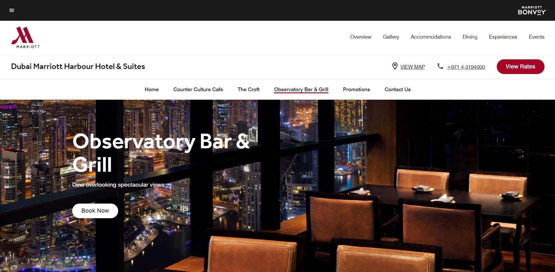 Watch the City from above at the Observatory Bar & Grill
