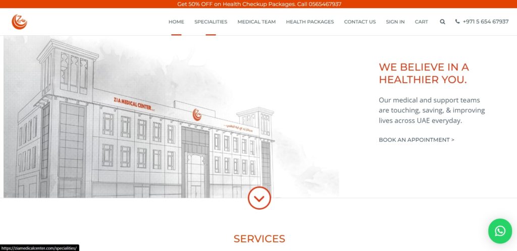 Zia Medical Center's Homepage