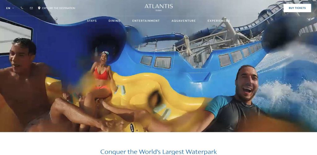 Zip down the huge slides at the Aquaventure Waterpark