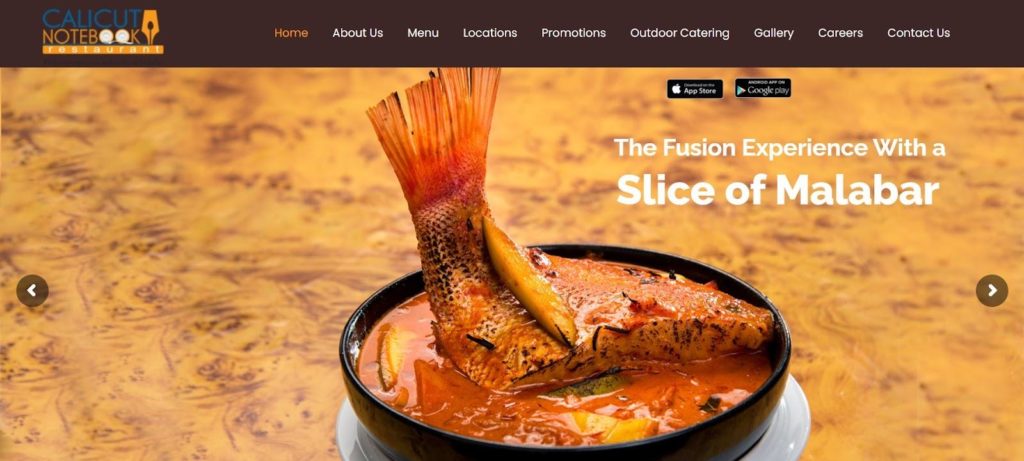 Calicut Notebook Restaurant's Homepage