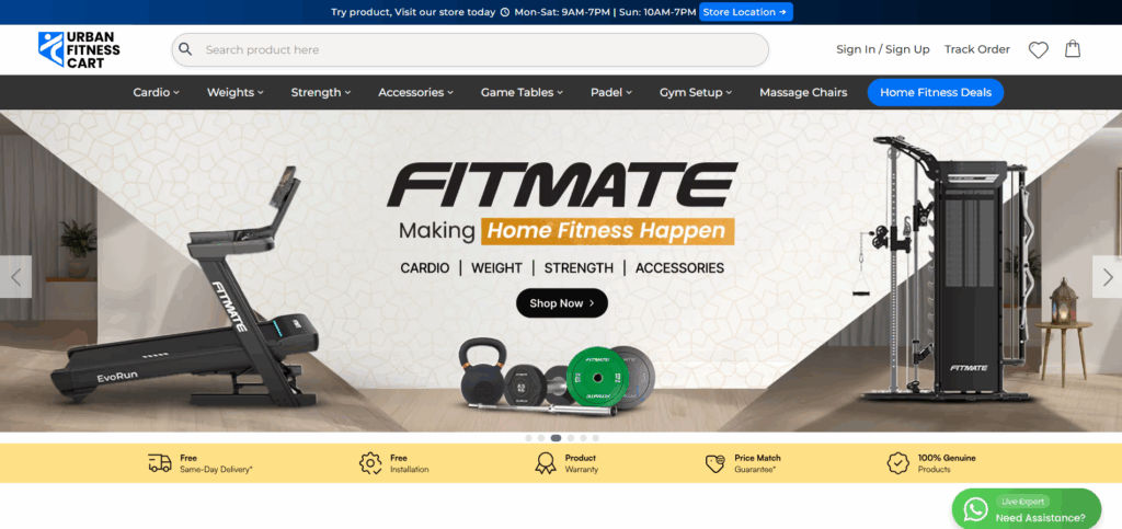 urban fitness cart homepage